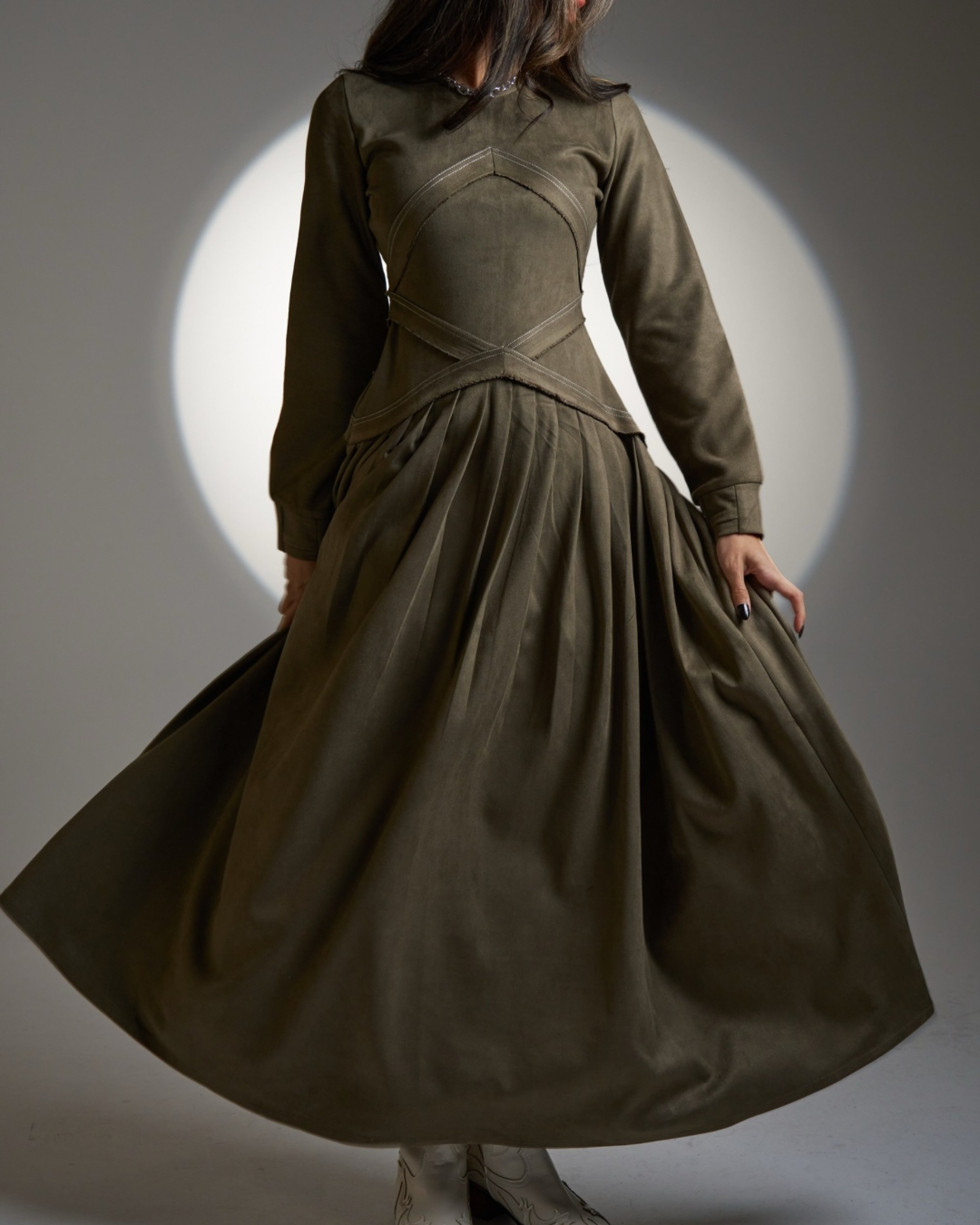 Olive Velvet Cascade - Ramadan Collection | RE-NEW Kuwait