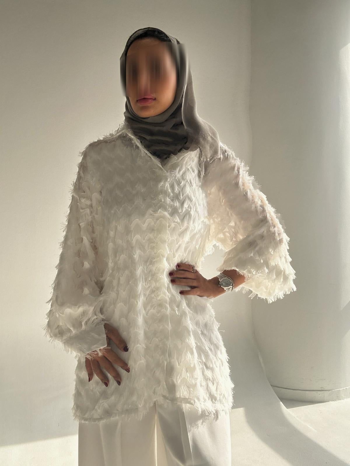 white feather top