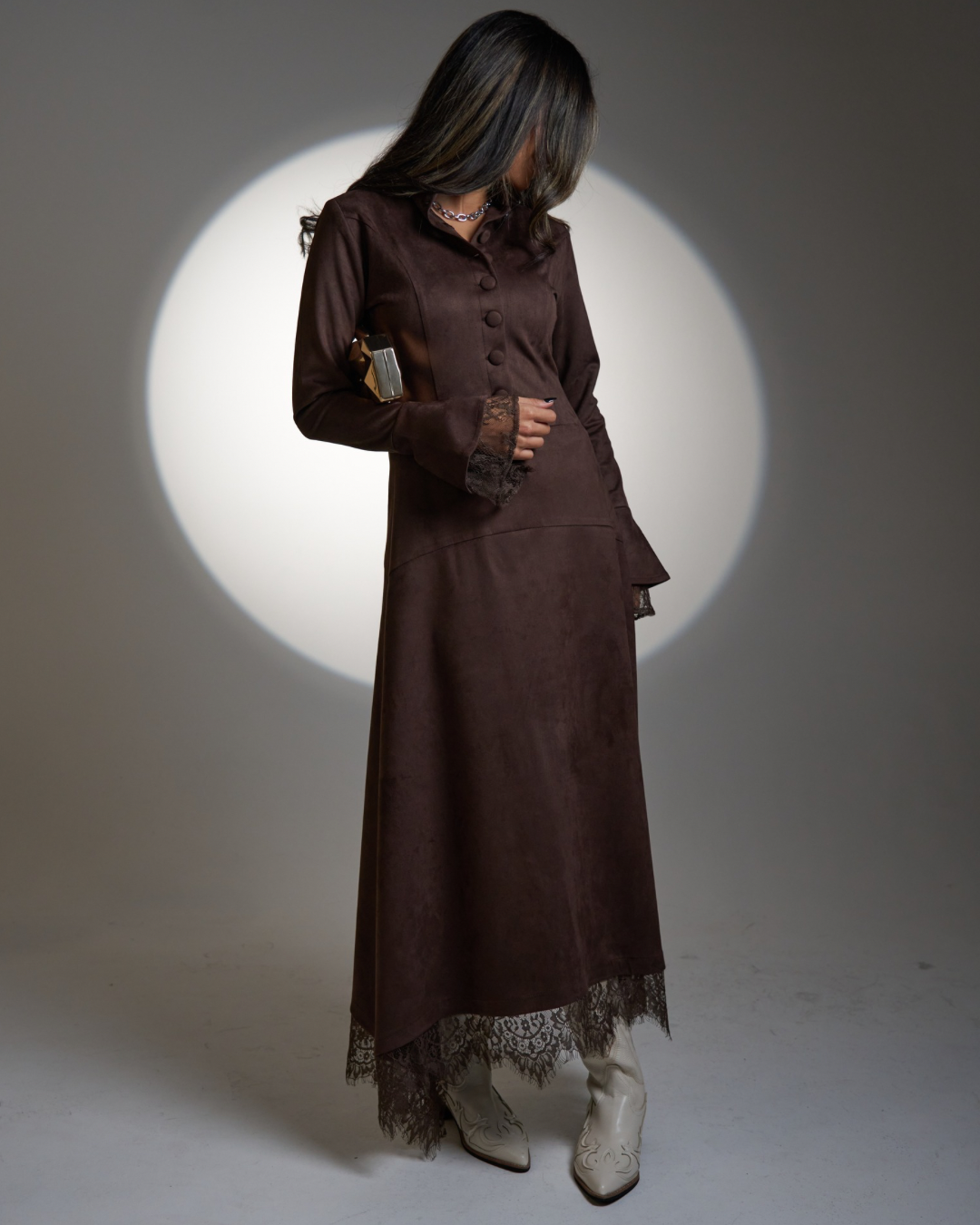 Mocha Lace Trim Daraa — Ramadan Collection | RE-NEW Kuwait - RE-NEW