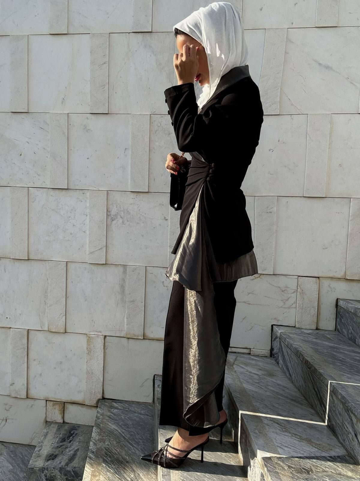 Black Blazer Ruffles Set - RE-NEW