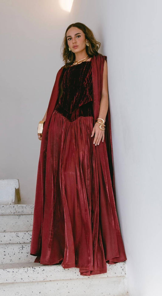 Burgundy velvet daraa 